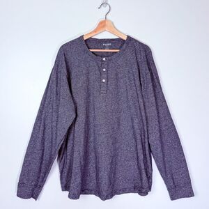 Bonobos Men's 100% Cotton Long Sleeve Henley Heathered Charcoal Grey Plus Sz 2XL